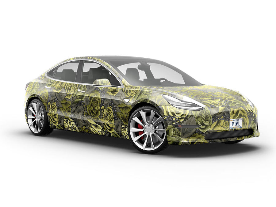 Green Chain Floral Vehicle Vinyl Wrap