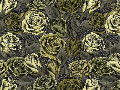 Green Chain Floral Vinyl Wrap Pattern~Rwraps Series 914 Digitally Printed Vinyl Wrap~0