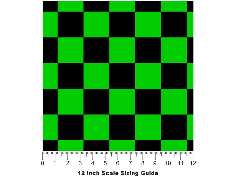 Green Name3 Checkered Vinyl Film Pattern Size 12 inch Scale~Rwraps Green Name3 Checkered Sizing Chart~3