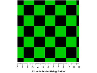Green Name3 Checkered Vinyl Film Pattern Size 12 inch Scale~Rwraps Green Name3 Checkered Sizing Chart~3