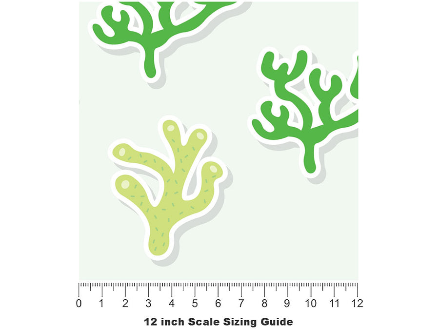 Green Corals Water Vinyl Film Pattern Size 12 inch Scale~Rwraps Green Corals Water Sizing Chart~2