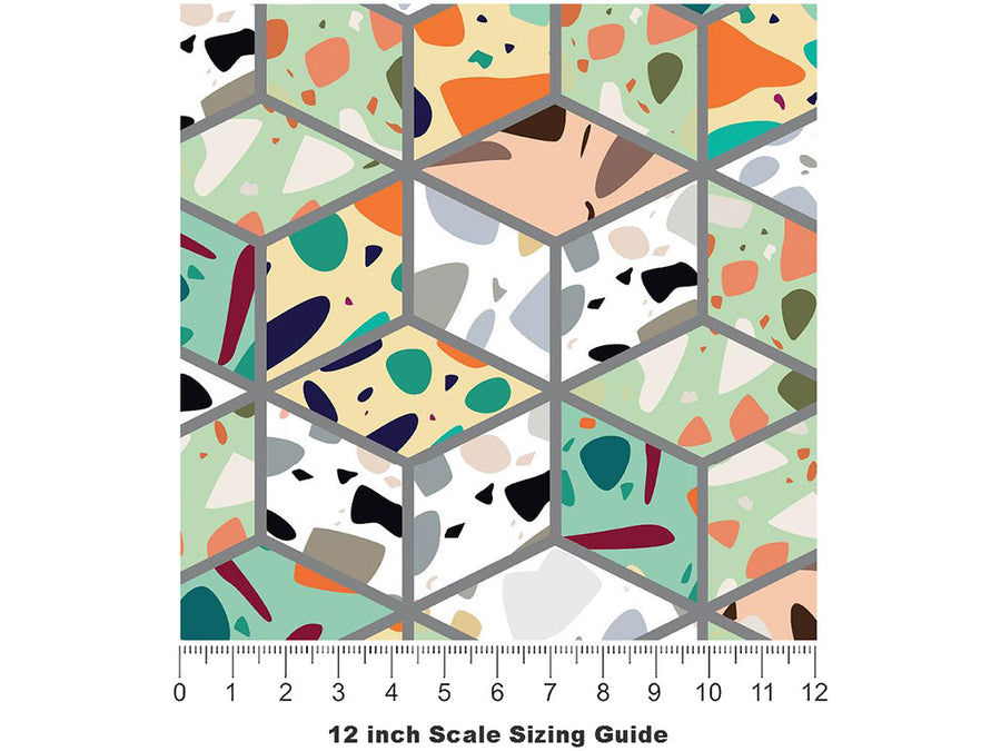 Green Cube Tile Vinyl Film Pattern Size 12 inch Scale~Rwraps Green Cube Tile Sizing Chart~3