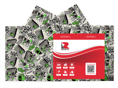 green free style graffiti Craft Vinyl Sheet Pack