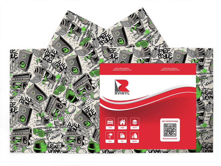 green free style graffiti Craft Vinyl Sheet Pack