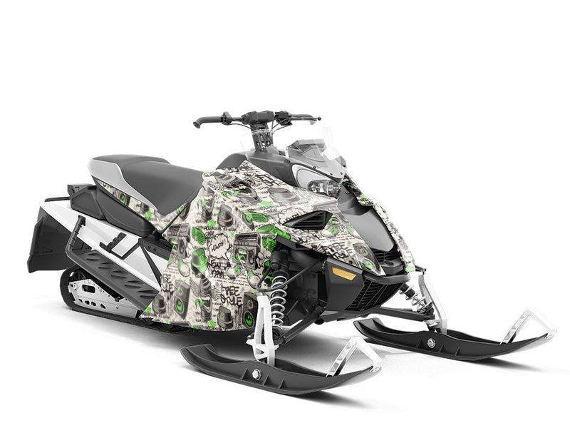 Green Free Style Graffiti Custom Wrapped Snowmobile