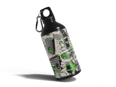 green free style graffiti Water Bottle DIY Stickers