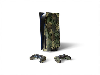 green leaf floral Sony PS5 DIY Skin