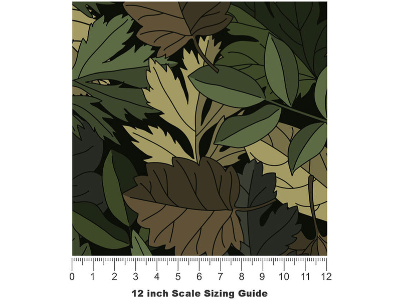 Green Leaf Floral Vinyl Film Pattern Size 12 inch Scale~Rwraps Green Leaf Floral Sizing Chart~2