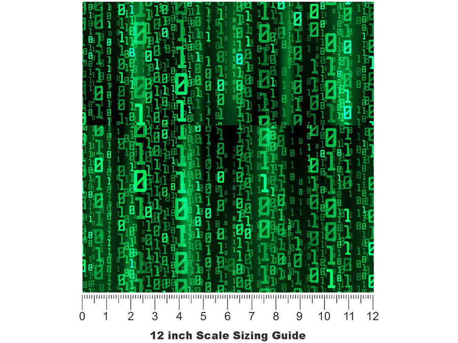 Green Matrix Technology Vinyl Film Pattern Size 12 inch Scale~Rwraps Green Matrix Technology Sizing Chart~3