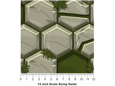 Green Mossy Brick Vinyl Film Pattern Size 12 inch Scale~Rwraps Green Mossy Brick Sizing Chart~3