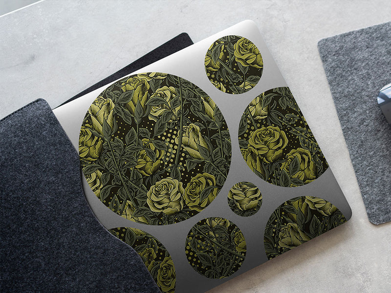 green rose floral DIY Laptop Stickers