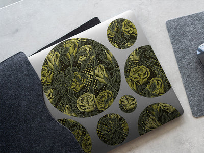 green rose floral DIY Laptop Stickers