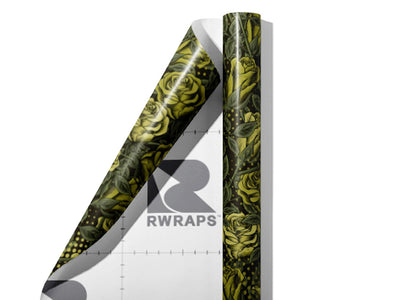 Green Rose Floral Wrap Film Sheets~Rwraps Series 914 Green Rose Floral Scrolled Sheet~3