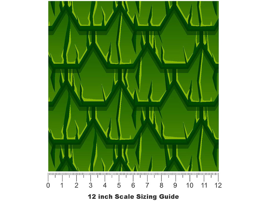 Green Scaled Tile Vinyl Film Pattern Size 12 inch Scale~Rwraps Green Scaled Tile Sizing Chart~3