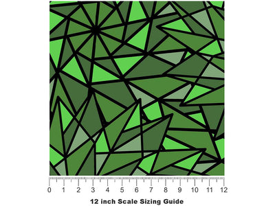 Green Star Stained Glass Vinyl Film Pattern Size 12 inch Scale~Rwraps Green Star Stained Glass Sizing Chart~2
