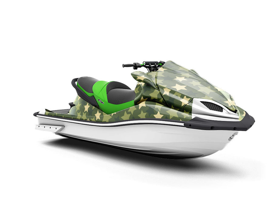 Green Stars Americana Jet Ski Vinyl Customized Wrap