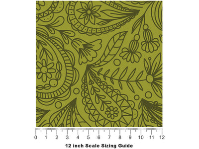 Green Thumb Paisley Vinyl Film Pattern Size 12 inch Scale~Rwraps Green Thumb Paisley Sizing Chart~2