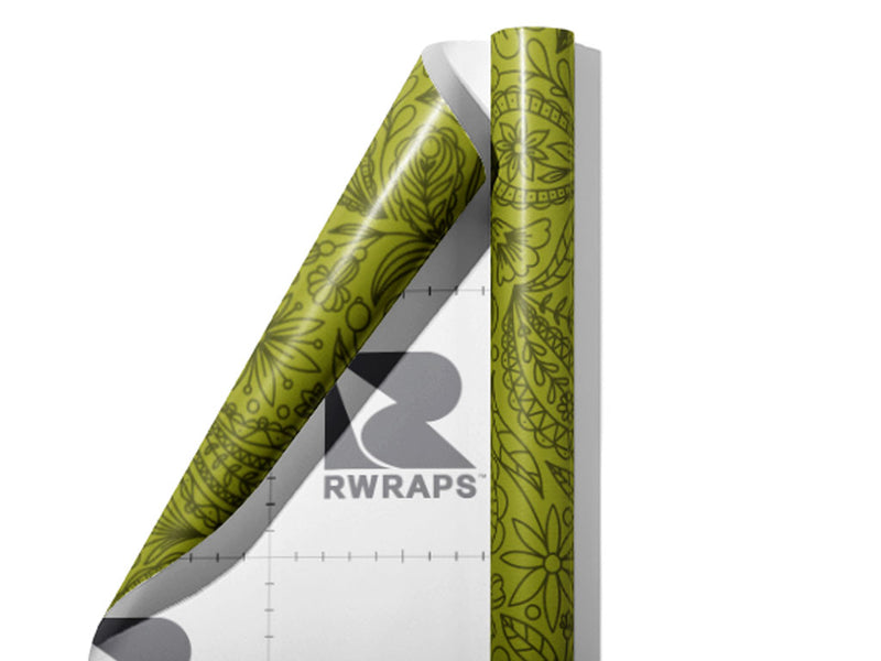 Green Thumb Paisley Wrap Film Sheets~Rwraps Series 914 Green Thumb Paisley Scrolled Sheet~3