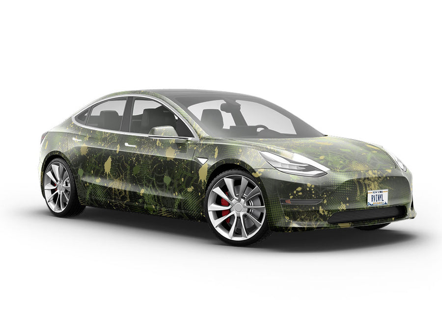 Green Webs Graffiti Vehicle Vinyl Wrap