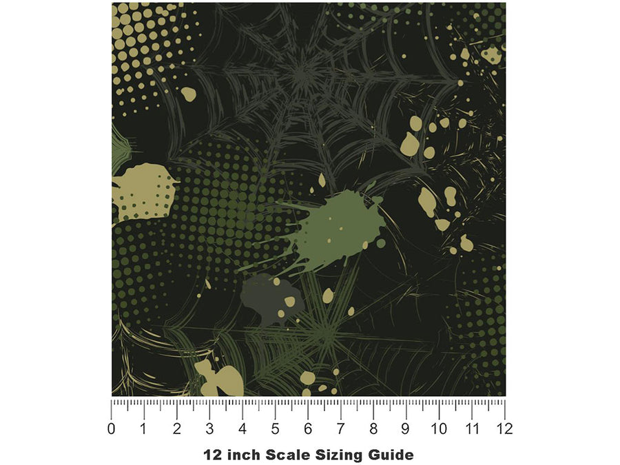 Green Webs Graffiti Vinyl Film Pattern Size 12 inch Scale~Rwraps Green Webs Graffiti Sizing Chart~3