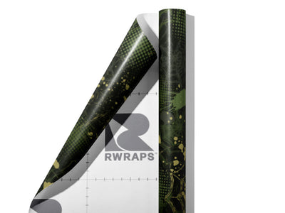 Green Webs Graffiti Wrap Film Sheets~Rwraps Series 914 Green Webs Graffiti Scrolled Sheet~4