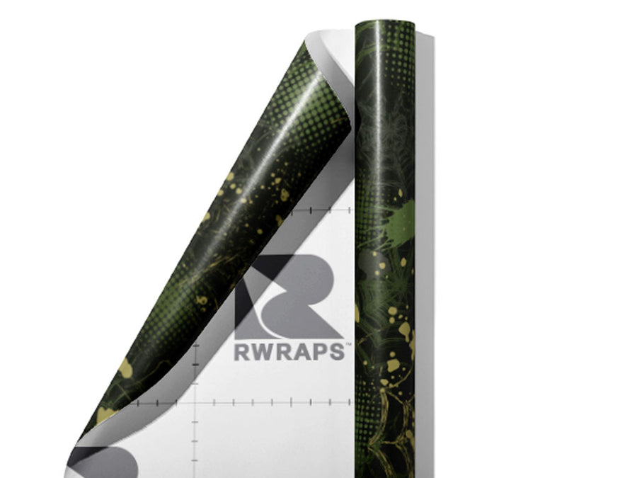 Green Webs Graffiti Wrap Film Sheets~Rwraps Series 914 Green Webs Graffiti Scrolled Sheet~4