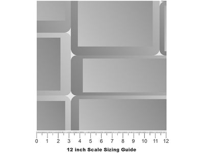 Grey  Brick Vinyl Film Pattern Size 12 inch Scale~Rwraps Grey  Brick Sizing Chart~3