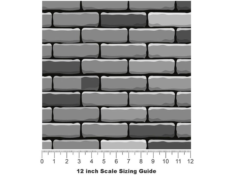 Grey  Brick Vinyl Film Pattern Size 12 inch Scale~Rwraps Grey  Brick Sizing Chart~3