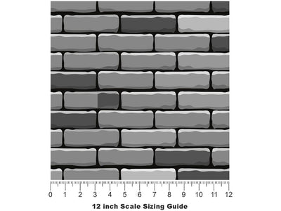 Grey  Brick Vinyl Film Pattern Size 12 inch Scale~Rwraps Grey  Brick Sizing Chart~3