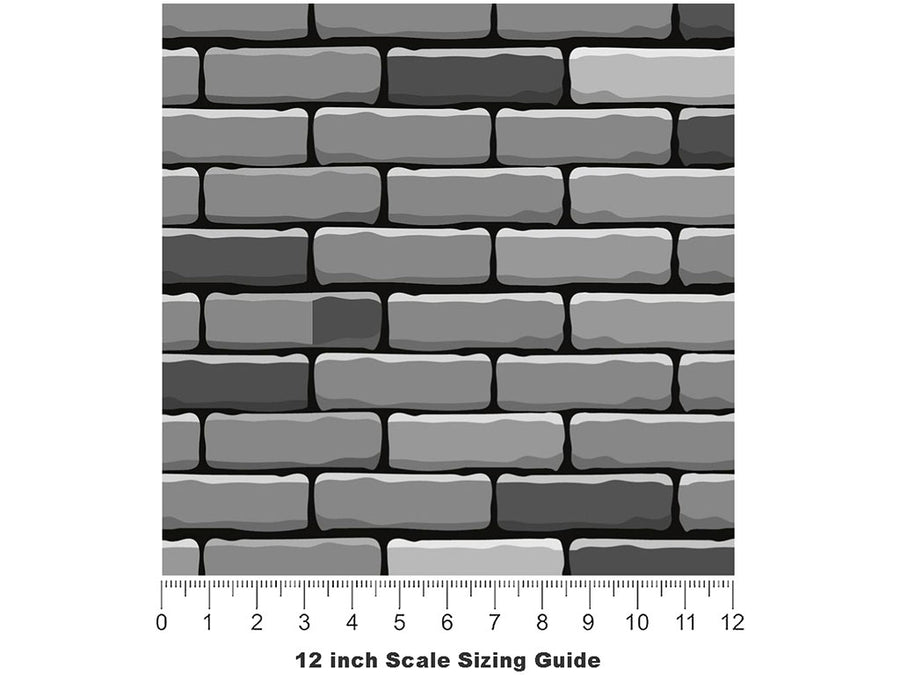 Grey  Brick Vinyl Film Pattern Size 12 inch Scale~Rwraps Grey  Brick Sizing Chart~3