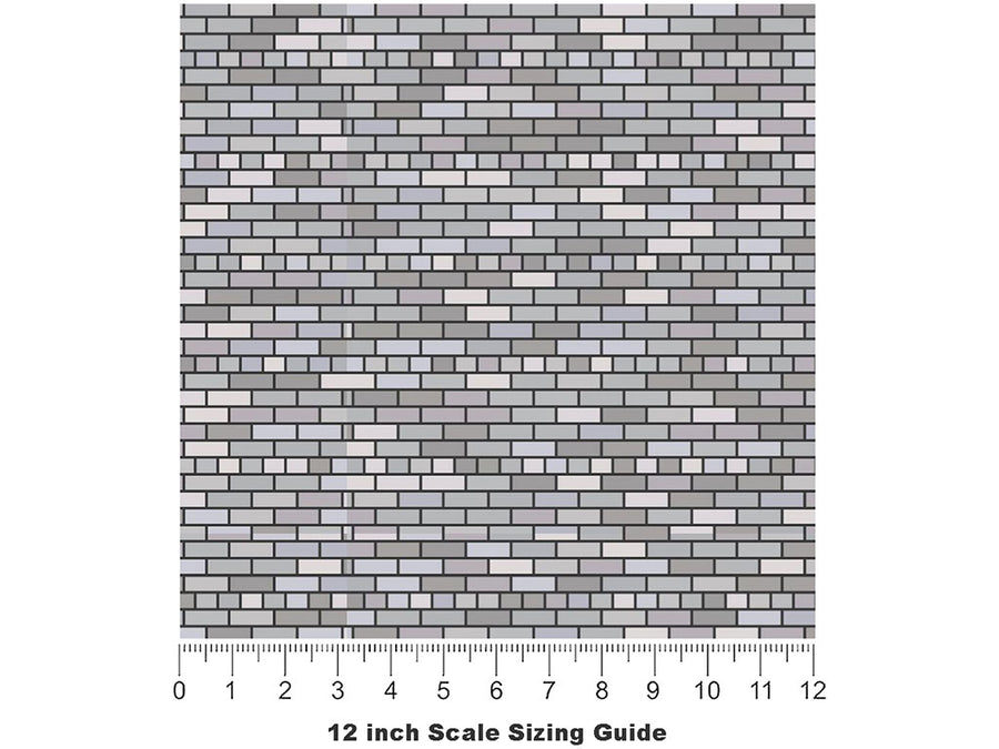Grey  Brick Vinyl Film Pattern Size 12 inch Scale~Rwraps Grey  Brick Sizing Chart~3