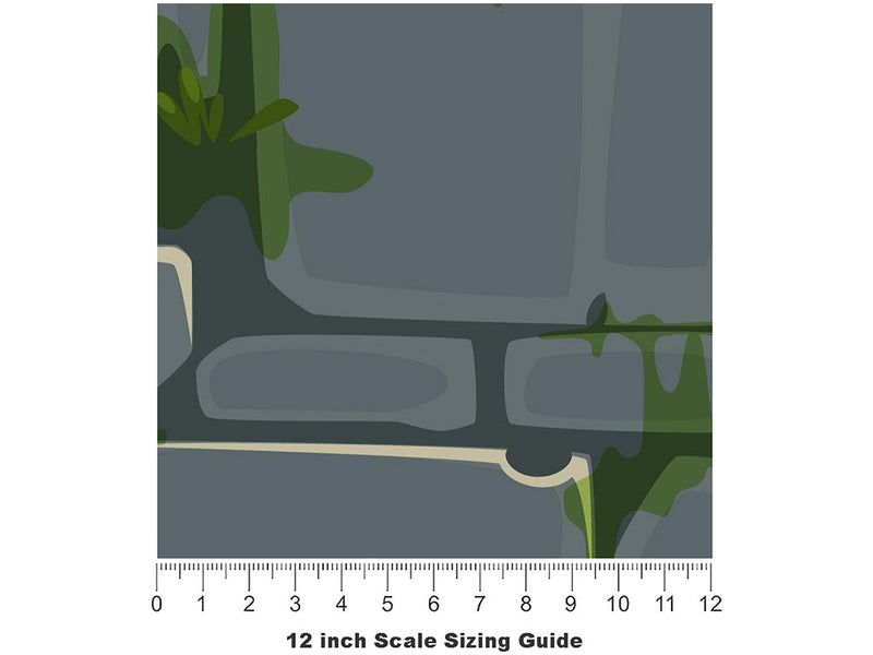 Grey Mossy Brick Vinyl Film Pattern Size 12 inch Scale~Rwraps Grey Mossy Brick Sizing Chart~3