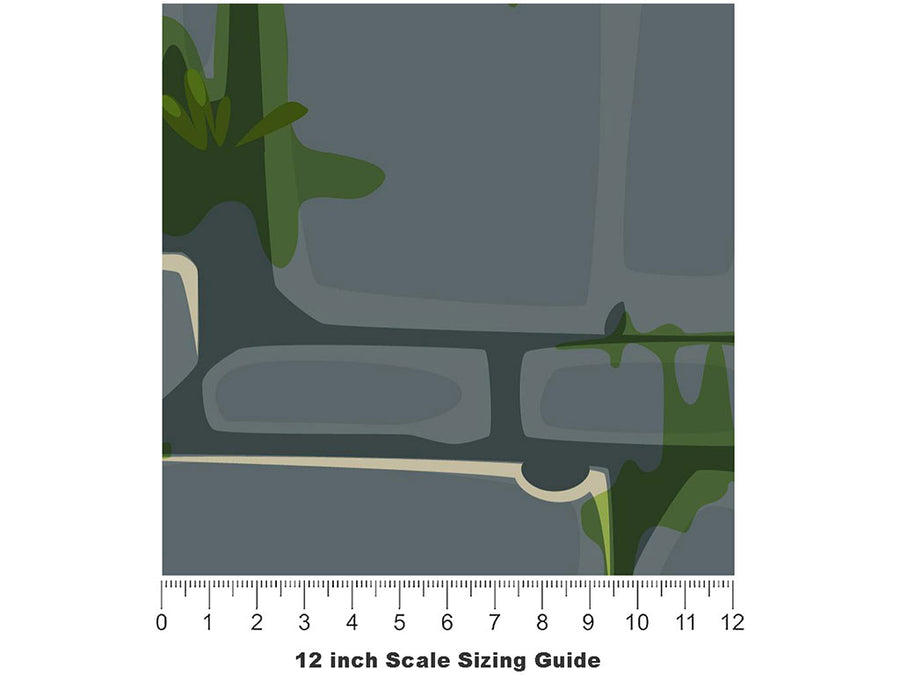 Grey Mossy Brick Vinyl Film Pattern Size 12 inch Scale~Rwraps Grey Mossy Brick Sizing Chart~3