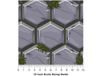 Grey Mossy Brick Vinyl Film Pattern Size 12 inch Scale~Rwraps Grey Mossy Brick Sizing Chart~3