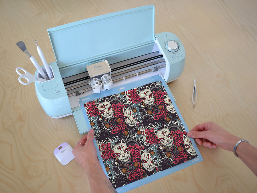 grinning kitsune japanese Cricut Compatible Vinyl