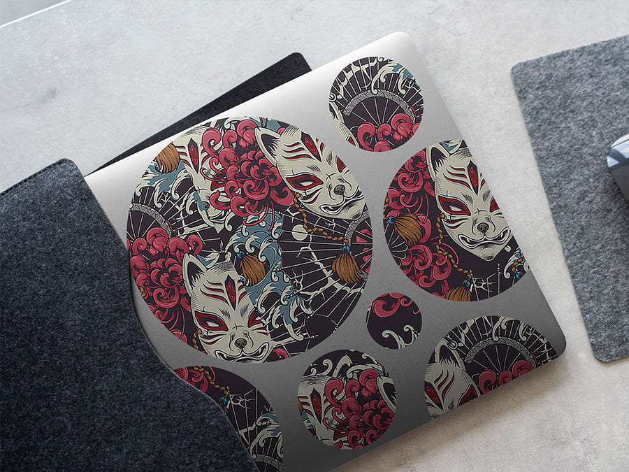 grinning kitsune japanese DIY Laptop Stickers