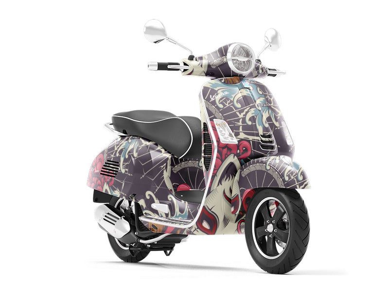 Grinning Kitsune Asian Vespa Scooter Wrap Film