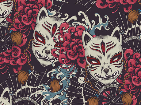 Grinning Kitsune Japanese Vinyl Wraps~Rwraps Series 914 Digitally Printed Vinyl Wrap~0