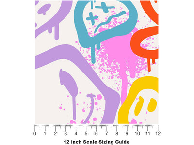 Groovy Peace Graffiti Vinyl Film Pattern Size 12 inch Scale~Rwraps Groovy Peace Graffiti Sizing Chart~3