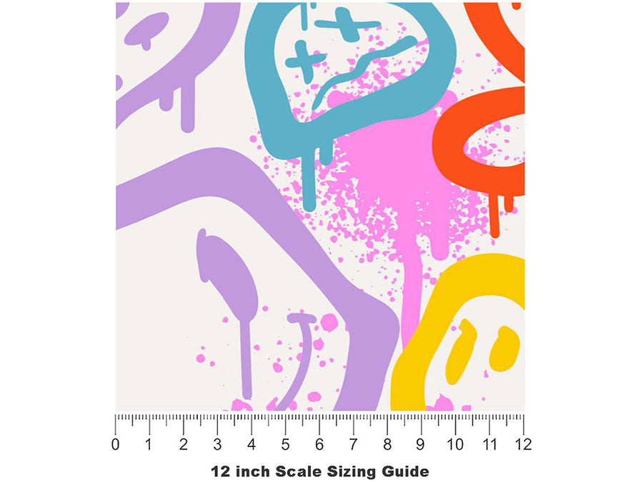 Groovy Peace Graffiti Vinyl Film Pattern Size 12 inch Scale~Rwraps Groovy Peace Graffiti Sizing Chart~3
