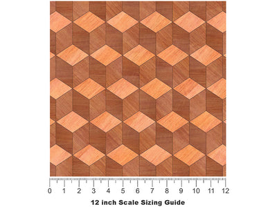 Gunstock Stain Wooden Parquet Vinyl Film Pattern Size 12 inch Scale~Rwraps Gunstock Stain Wooden Parquet Sizing Chart~3