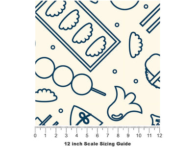 Gyoza Dinner Food Vinyl Film Pattern Size 12 inch Scale~Rwraps Gyoza Dinner Food Sizing Chart~2