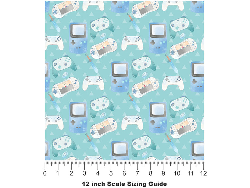 Handheld Gameplay Gaming Vinyl Film Pattern Size 12 inch Scale~Rwraps Handheld Gameplay Gaming Sizing Chart~2
