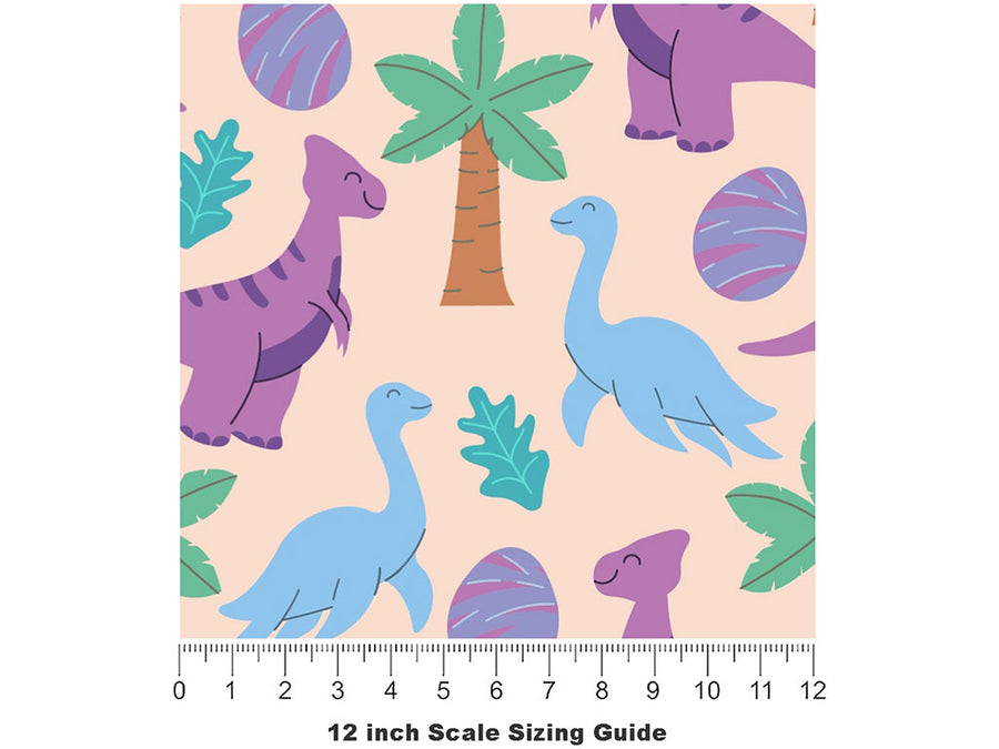 Happy Hadrosaurs Dinosaur Vinyl Film Pattern Size 12 inch Scale~Rwraps Happy Hadrosaurs Dinosaur Sizing Chart~2
