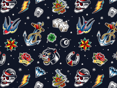 Hardcore Classic Tattoo Vinyl Wrap Pattern~Rwraps Series 914 Digitally Printed Vinyl Wrap~0