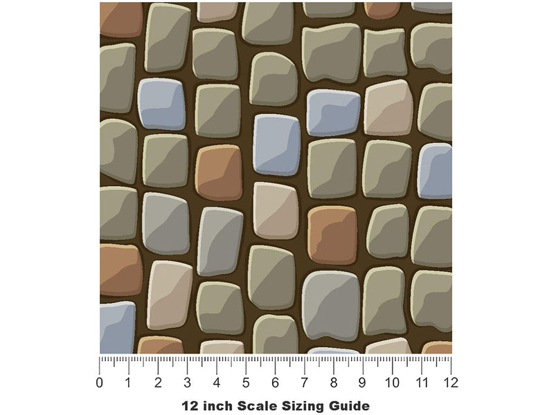 Harvest Brown Brick Vinyl Film Pattern Size 12 inch Scale~Rwraps Harvest Brown Brick Sizing Chart~3