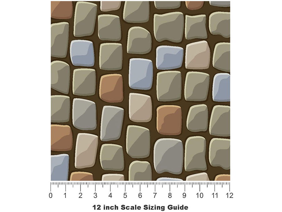 Harvest Brown Brick Vinyl Film Pattern Size 12 inch Scale~Rwraps Harvest Brown Brick Sizing Chart~3