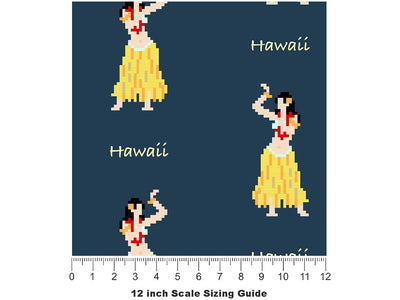 Hawaii Hula Americana Vinyl Film Pattern Size 12 inch Scale~Rwraps Hawaii Hula Americana Sizing Chart~3