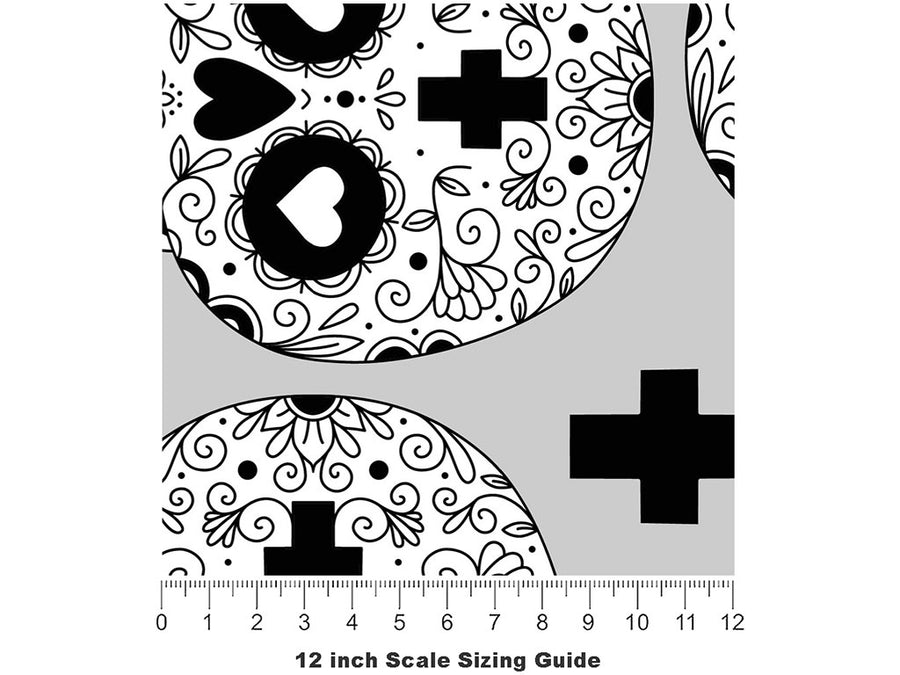 Heart Eyes Day of the Dead Vinyl Film Pattern Size 12 inch Scale~Rwraps Heart Eyes Day of the Dead Sizing Chart~2