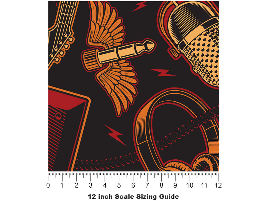 Heavy Metal Music Vinyl Film Pattern Size 12 inch Scale~Rwraps Heavy Metal Music Sizing Chart~2